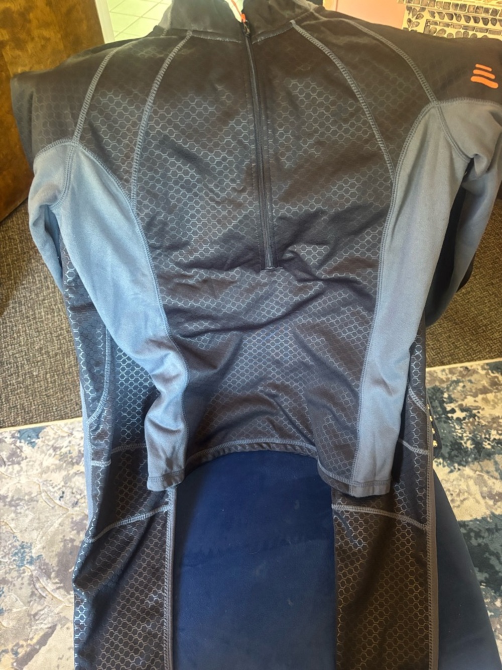 Men's Black and Gray Zip-Front Athletic Sweater